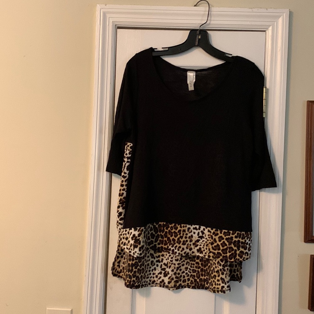 Black and animal print top.